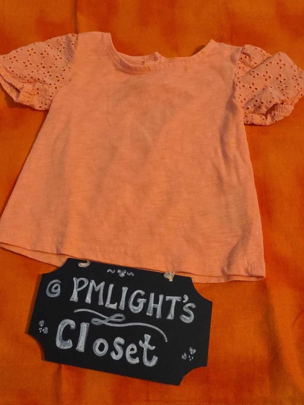 Carter's Child of Mine Peach Eyelet Short Sleeve Top 12 Month